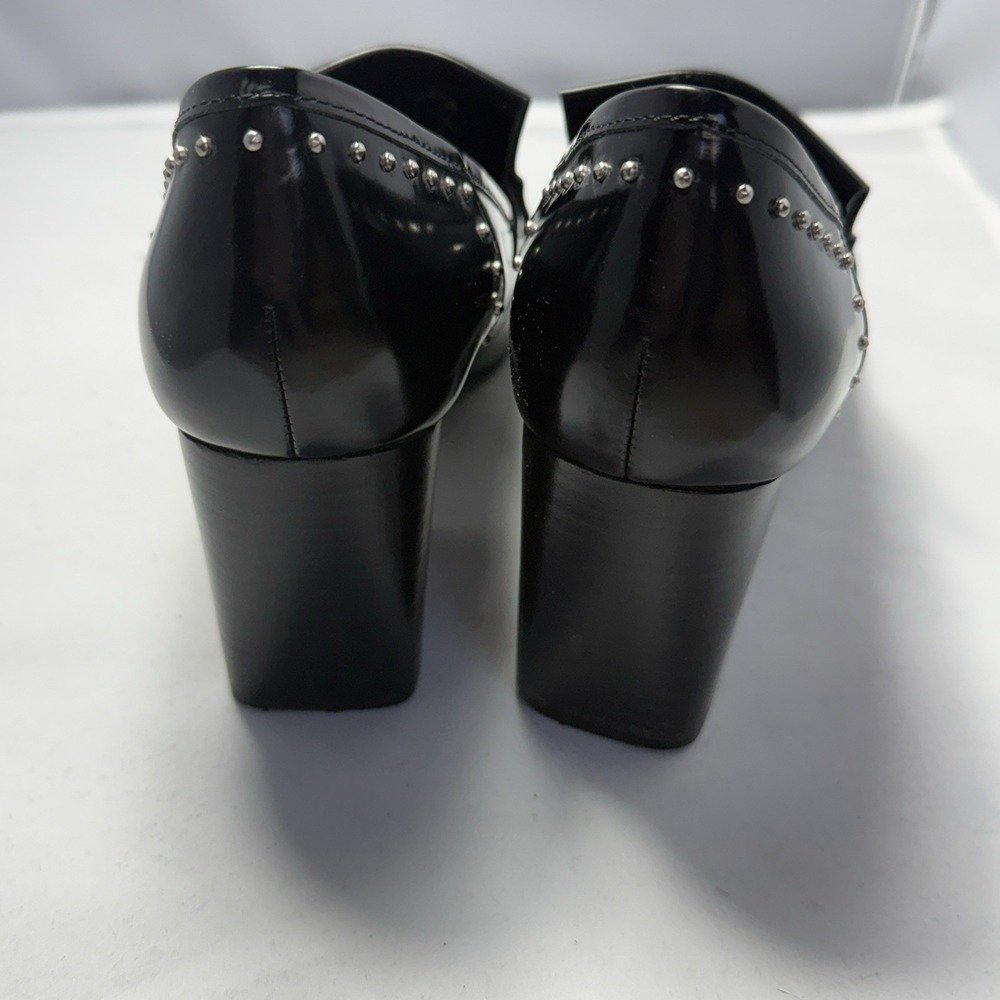 MARC FISHER LTD Patent Leather Fringe Block Heels Studded Loafers Shoes SZ 8.5 - Picture 4 of 7